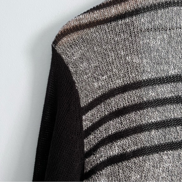 Chico’s Easywear Alastrina Striped Gray Black Open Front Light Knit Cardigan - Picture 11 of 13